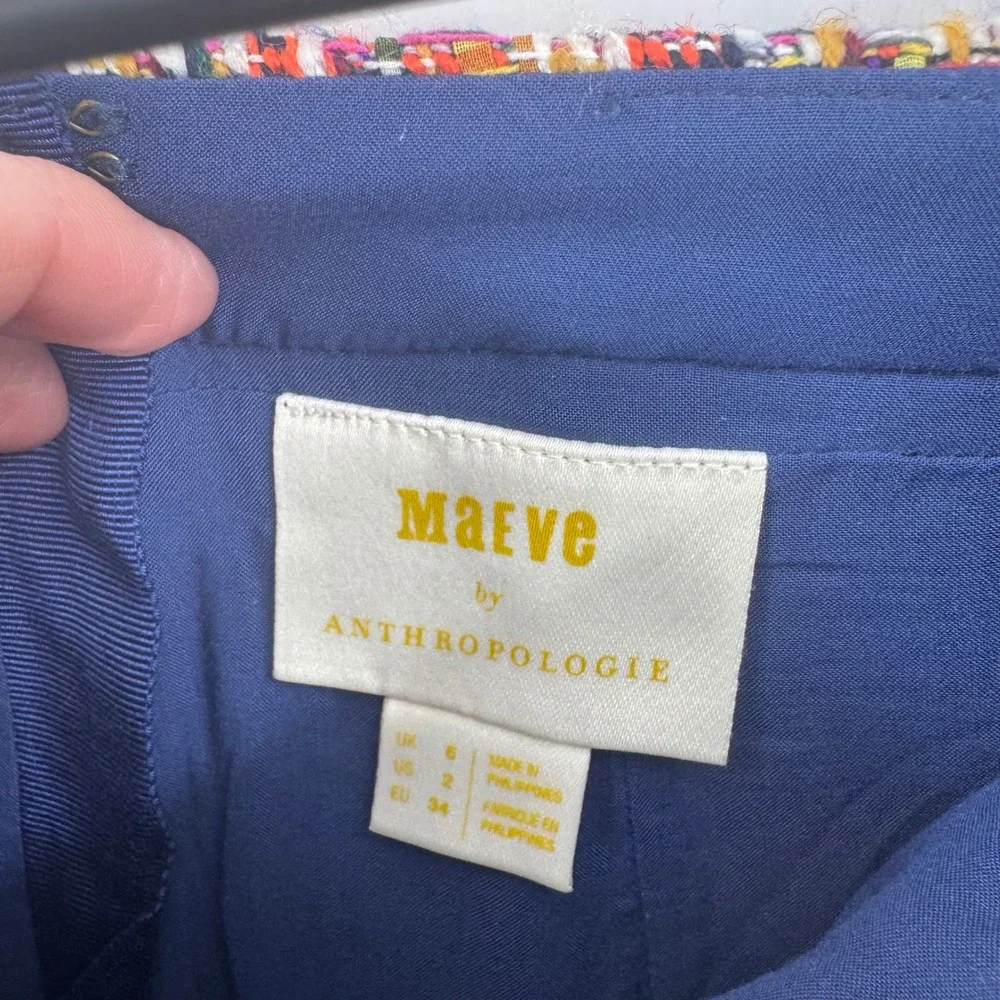 Maeve‎ by Anthropologie Tweed Fringe Skirt Women's Size 2 Multi Color Maximalist - Picture 3 of 8